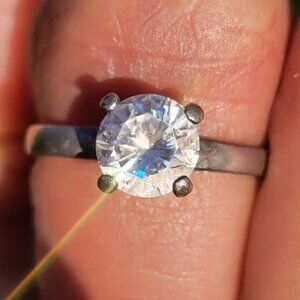 Sterling silver 925 vintage solitaire CZ diamond engagement ring everyday ring